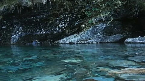 Waterfall with rock and water stream Stock Footage 80433076