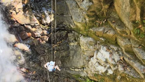 Waterfall Rock climbing mountain Video stock 274414537