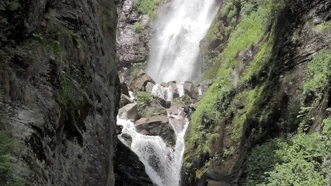Waterfall on a rock Stock Footage 95330726