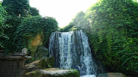Waterfall on the rock in the sunlight Stock Footage 55186394