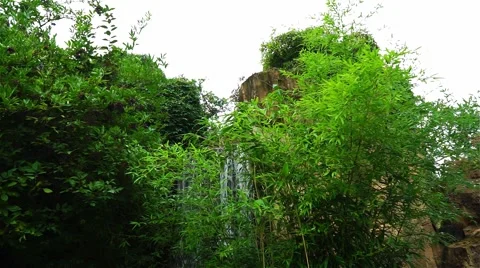 Waterfall on the rock in the sunlight Stock Footage 55315722