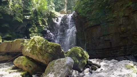 Waterfall with rocks in the Amazon rainforrest Stock-Footage 112416890