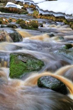 Waterfall with rocks in forest Stock Photos
