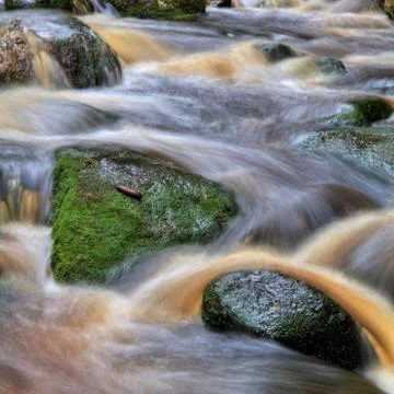 Waterfall with rocks in forest Stock Photos