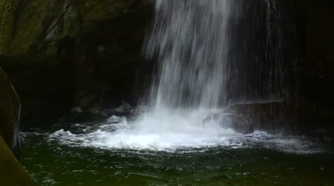 Waterfall in the rocks with , movement of camera Stock Footage 46207149