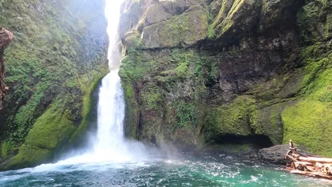 Waterfall to Rocks PAN 4K 30fps Stock Footage 294123587