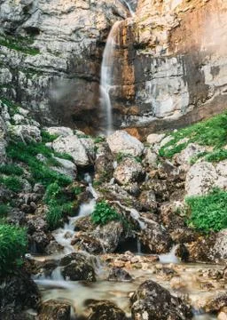 Waterfall in the rocks Stock Photos