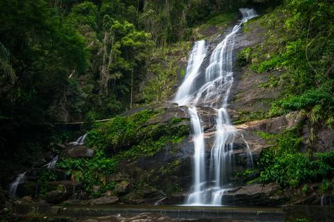 Waterfall on the Rocks 스톡 사진