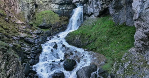 Waterfall in a rocky gorge Stock Footage 273115391
