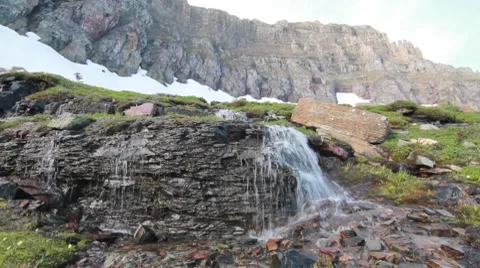 Waterfall with rocky mountains Stock Footage 8574017