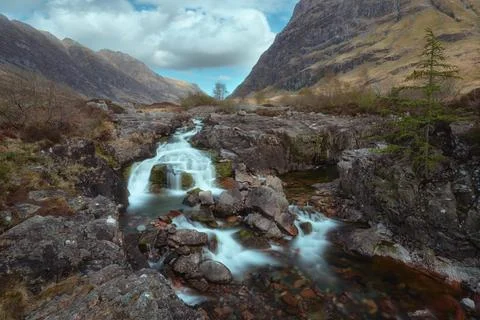 Waterfall on the rocky River Coe Stock Photos
