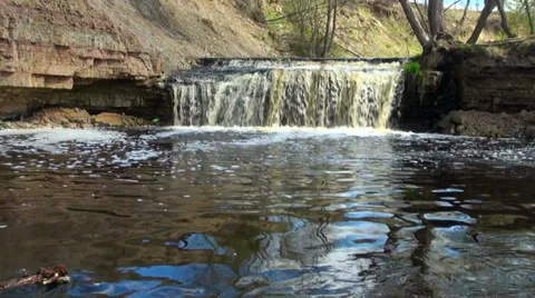 Waterfall in rocky shore Stock Footage 37891072