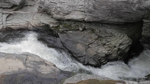 Waterfall running through rocks in slow motion Stock Footage 128614418
