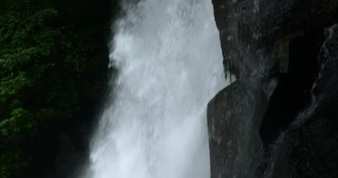Waterfall Rushing Down Rocks (Static/Realtime/Audio/Side View) Stock Footage 340532995