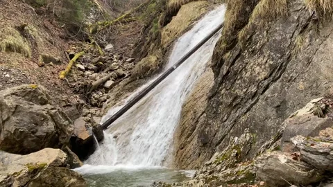 Waterfall at Schrähbach (Schraehbach) or Schrahbachfall waterfall Stock Footage 294901326