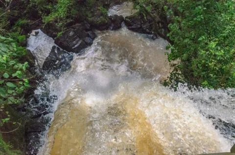 A waterfall seen from above Stock Photos