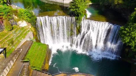 Waterfall Serenity From Above Stock Footage 312478989