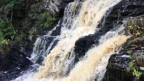 Waterfall. Side view. Stock Footage 97823355