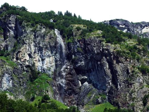 Waterfall Sidensackfall or Wasserfall Sidensackfall, Spritzbach stream Stock Photos