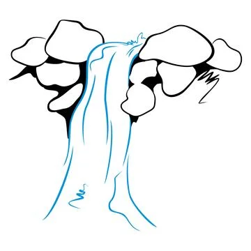 Waterfall simple drawing Stock Illustration