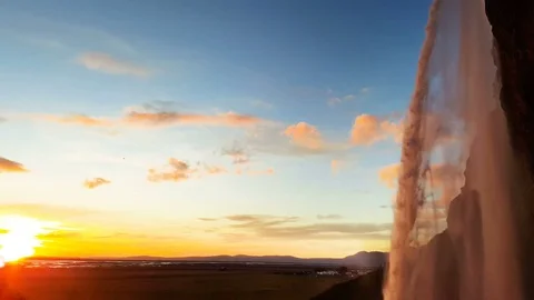 Waterfall Skogafoss in Iceland Stock Footage 73926521