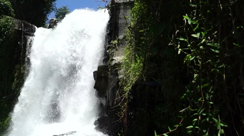 Waterfall. Sky. Rock. Foliage. Stock-Footage 63063174