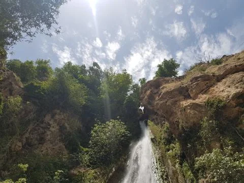Waterfall with sky view Stock Photos