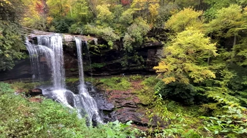 Waterfall in Slow Motion in Autumn Stock Footage 254614272