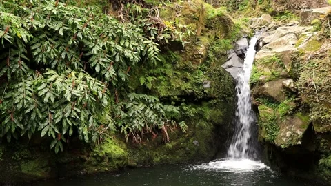 Waterfall in slow motion in Nordeste, Sao Miguel island, Azores. Stock Footage 149082344