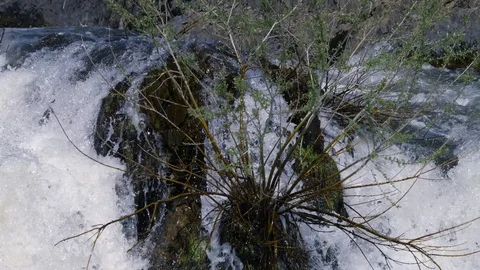 Waterfall in slow motion panoramic shot close up Stock Footage 90570787