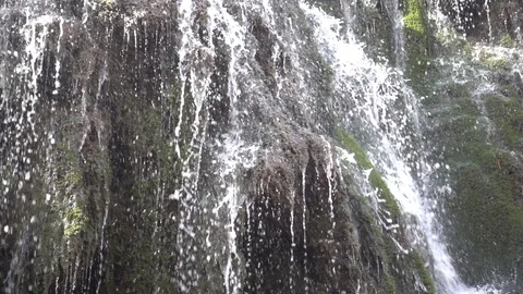 Waterfall at slow motion in the stone monastery Stock-Footage 87603196
