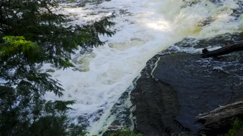 Waterfall off a Small Cliff, Dropping Into Pool below Stock Footage 166184333