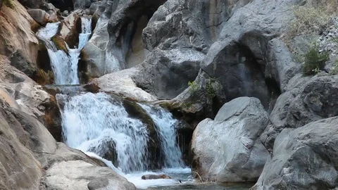 Waterfall On The Small Mountain River Stock Footage 125781651