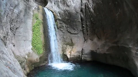 Waterfall On The Small Mountain River Stock Footage 125781749