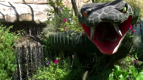 Waterfall with a snake Stock Footage 8601398