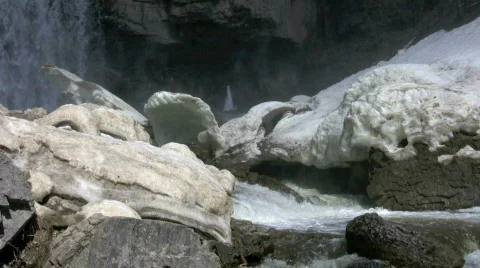 Waterfall with snow Stock Footage 369606