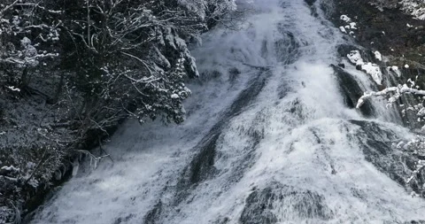 Waterfall in the snow Stock Footage 127963091