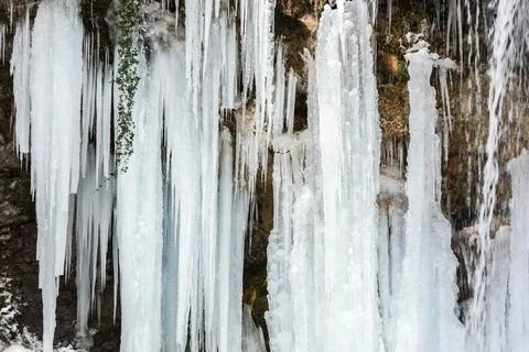 Waterfall in the snow Stock Photos