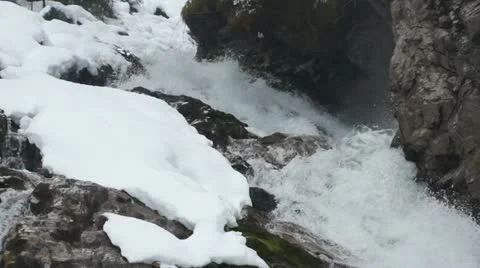 Waterfall in snowy landscape Stock Footage 18176811
