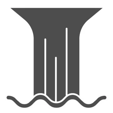 Waterfall solid icon. Water vector illustration isolated on white. Nature glyph Stock Illustration