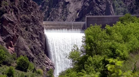 Waterfall Spilling Over A Dam Stock Footage 51724400