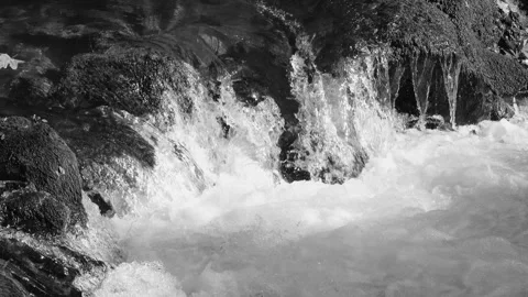 Waterfall Splash Closeup Angle Dynamic Black White Water Motion 스톡 동영상 297859933