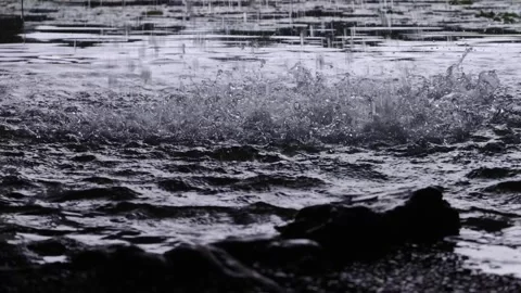 Waterfall Splash Hitting Water Surface in Slow Motion Vídeos de archivo 343689469