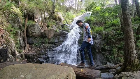 Waterfall sport walking Видео 103549407
