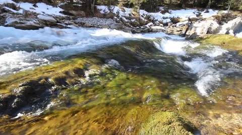 Waterfall in spring in the mountains Stock Footage 40023837