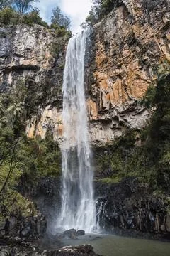 Waterfall at Springbrook Falls seen from below. Queensland, Australia Stock Photos