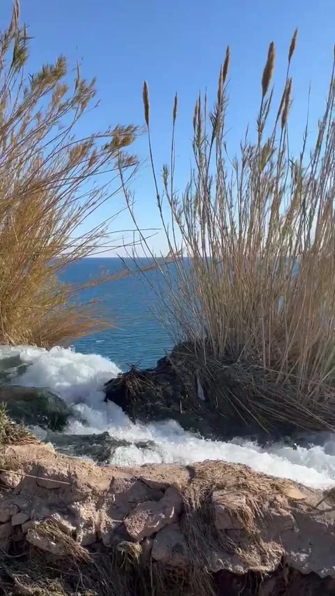 The waterfall starts from a small stream 스톡 동영상 283757097