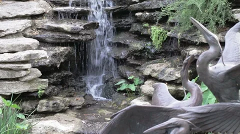 Waterfall statue stones Stock Footage 7198890