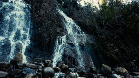 Waterfall steady shot in park Stock Footage 124305459