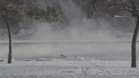 Waterfall on steaming river Stock Footage 33896360